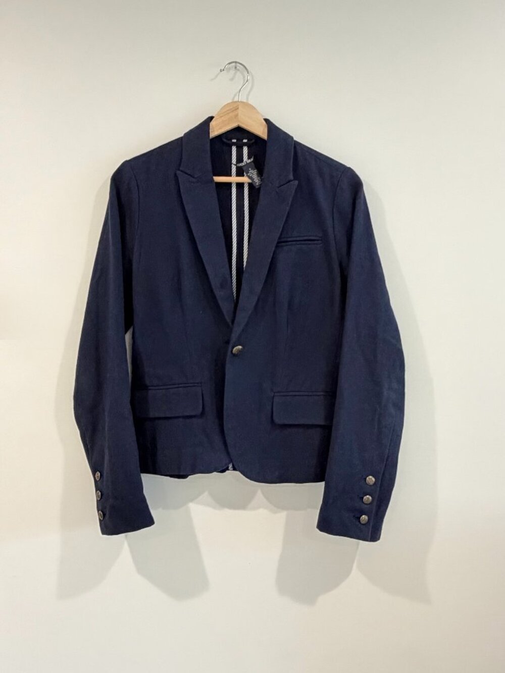Lucky Brand Navy Cotton/Wool Blazer – Size Small | Classic Tailored Jacket